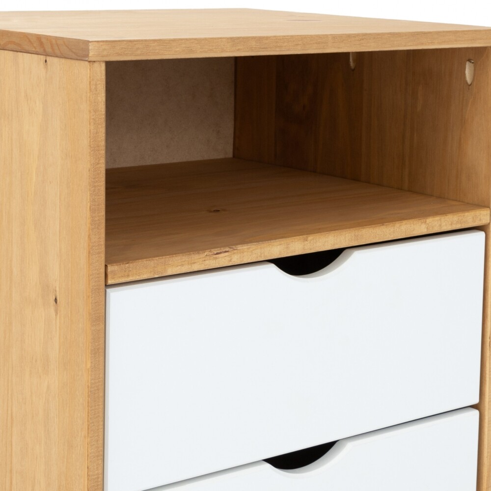 Mesa De Luz 2 Cajones Nicho - Linea Dublin - Blanco Blanco