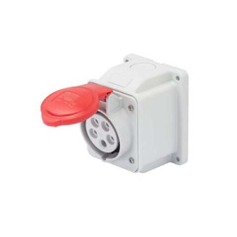 Tomacorriente exterior industrial 3P+T 32A 6HS 380V roja IP44 GG2492