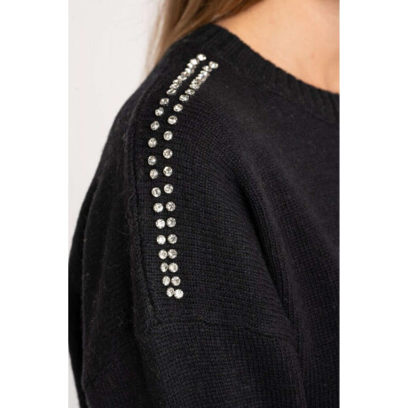 Sweater Lana Apliques Negro