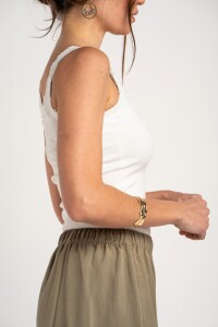 Musculosa Con Encaje Off White