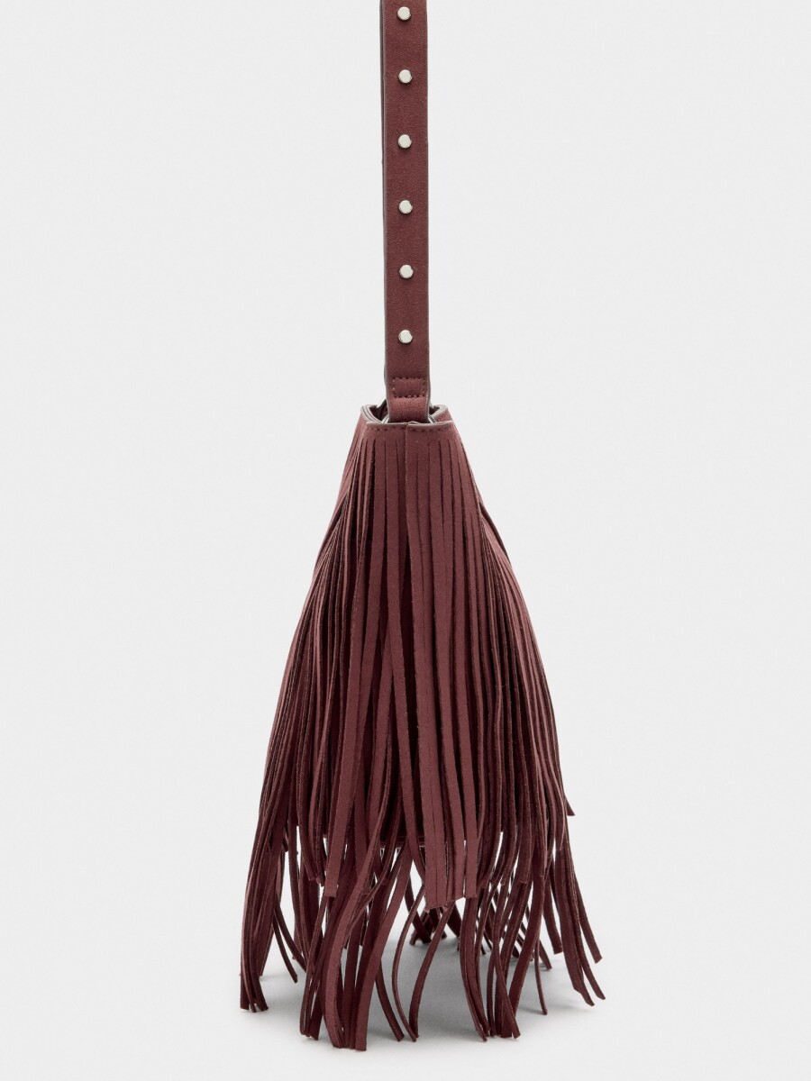 Bolso Bombonera Con Flecos Largos burdeos