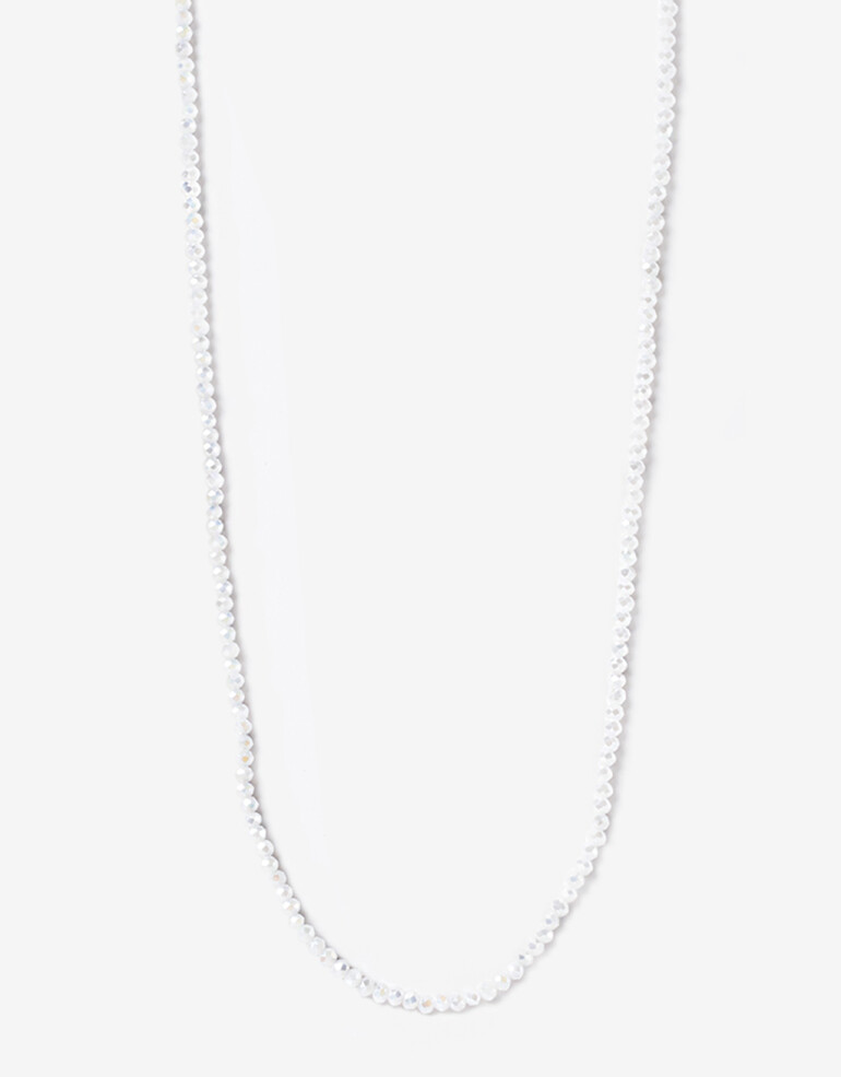 Collares Largos Color Collar Largo Beads Facetados - Blanco Crema