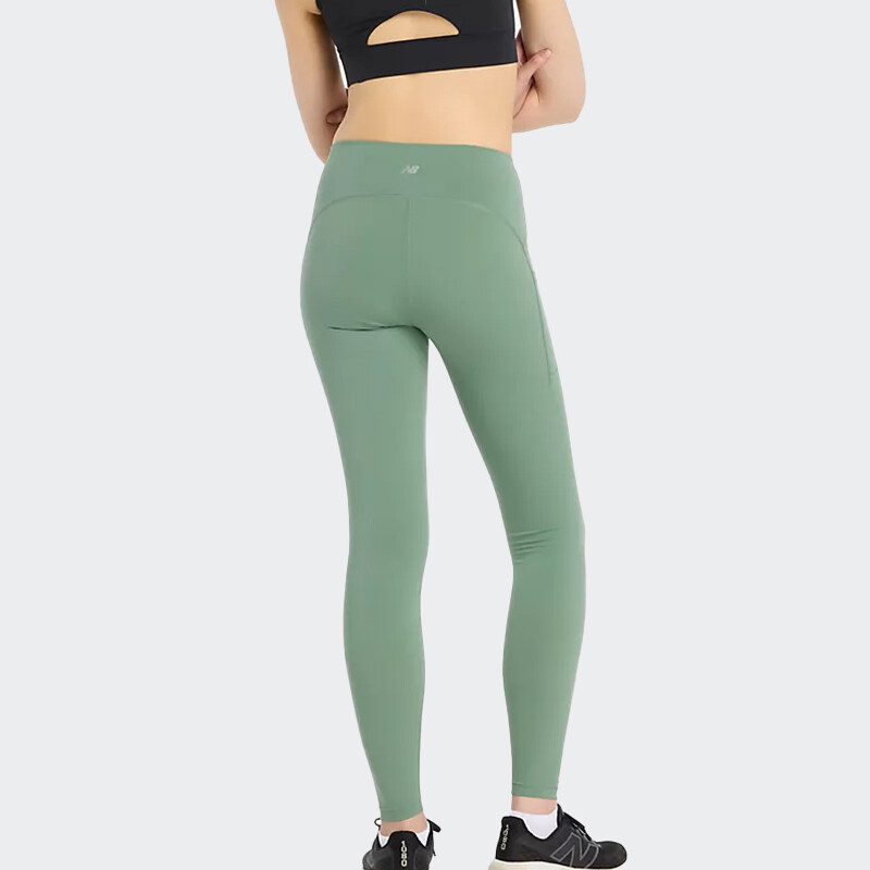 Calza New Balance Sleek Pocket High Rise Verde