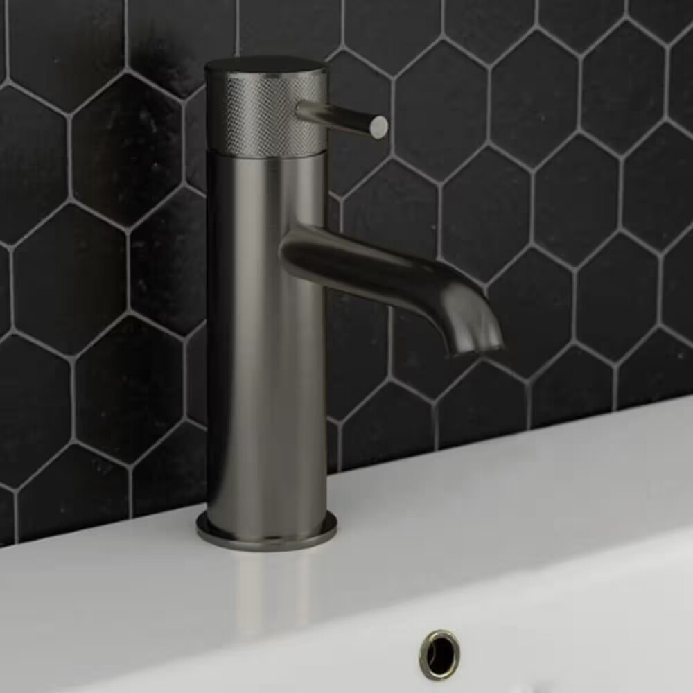 Grifería de lavatorio Monocomando bajo de mesada grafito volante labrado Grifería De Lavatorio Monocomando Bajo De Mesada Grafito Volante Labrado