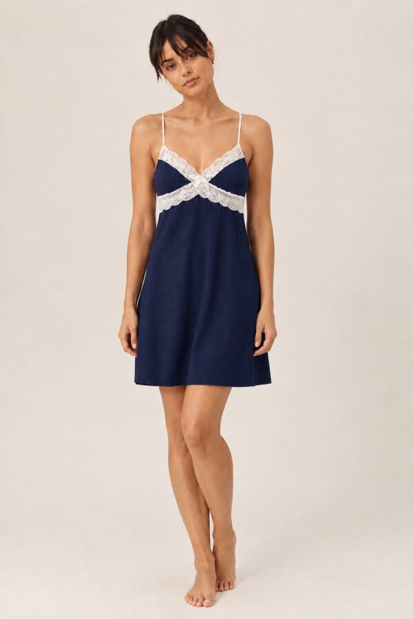 Camisón Avelina - Algodón Azul Marino
