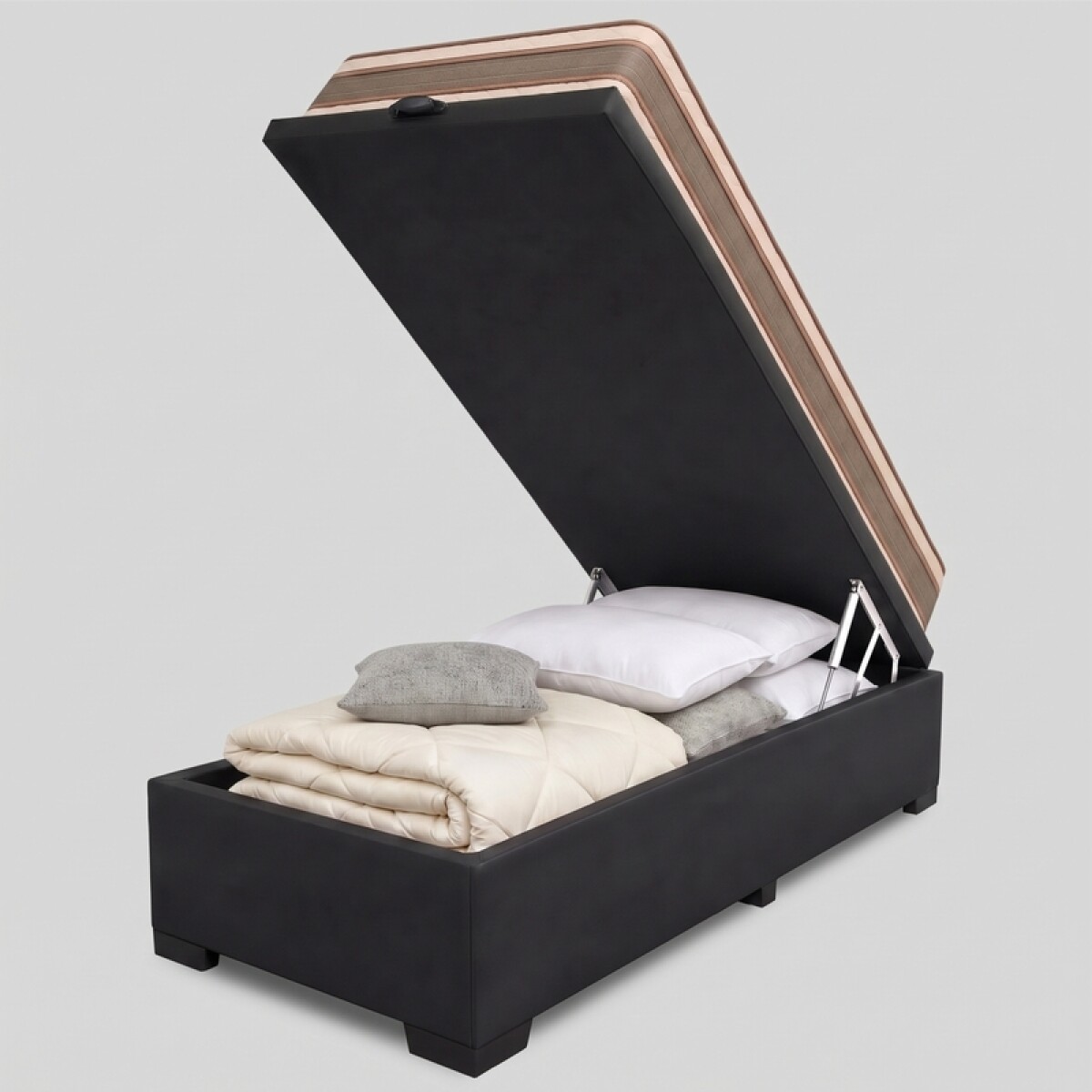 Combo Sommier Base Box Baúl + Colchón EQUILIBRIO - 88x188 cm 