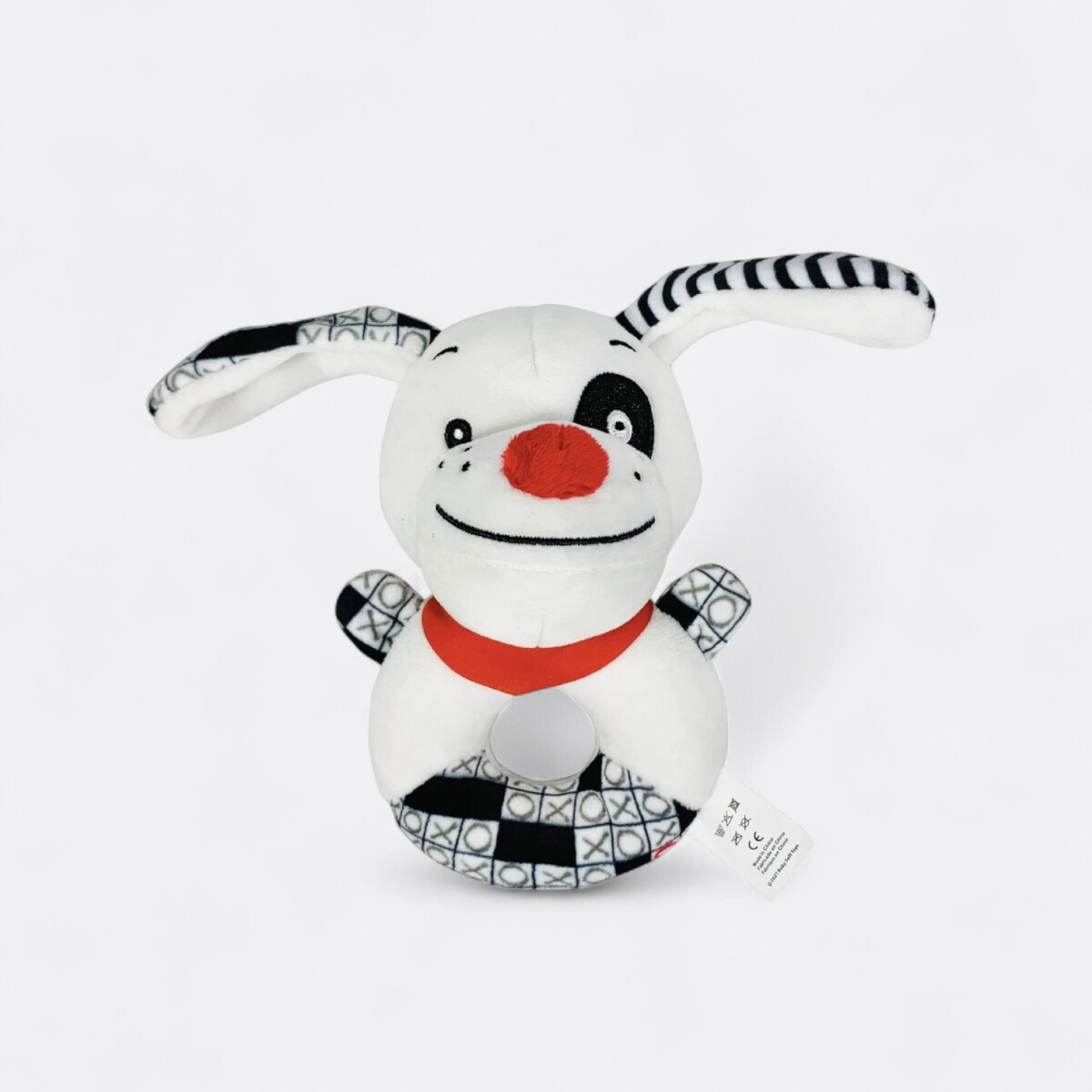 Sonajero De Tela En Blanco Y Negro - Perrito Blanco 