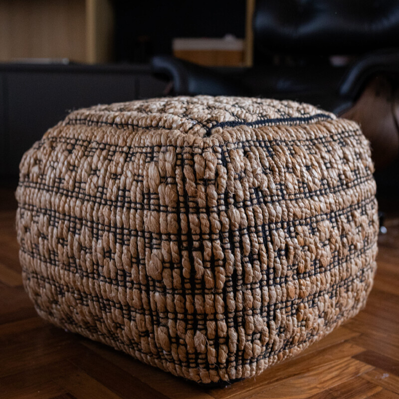 Puff almohadón de piso tejido de yute 40cm Puff almohadón de piso tejido de yute 40cm