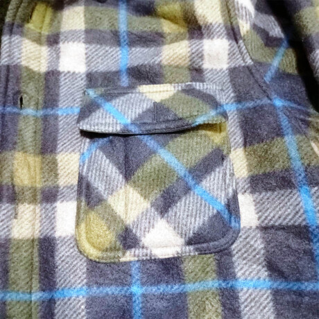 Campera Camisa Leñadora Cangurito Capucha Botones Azul Gris