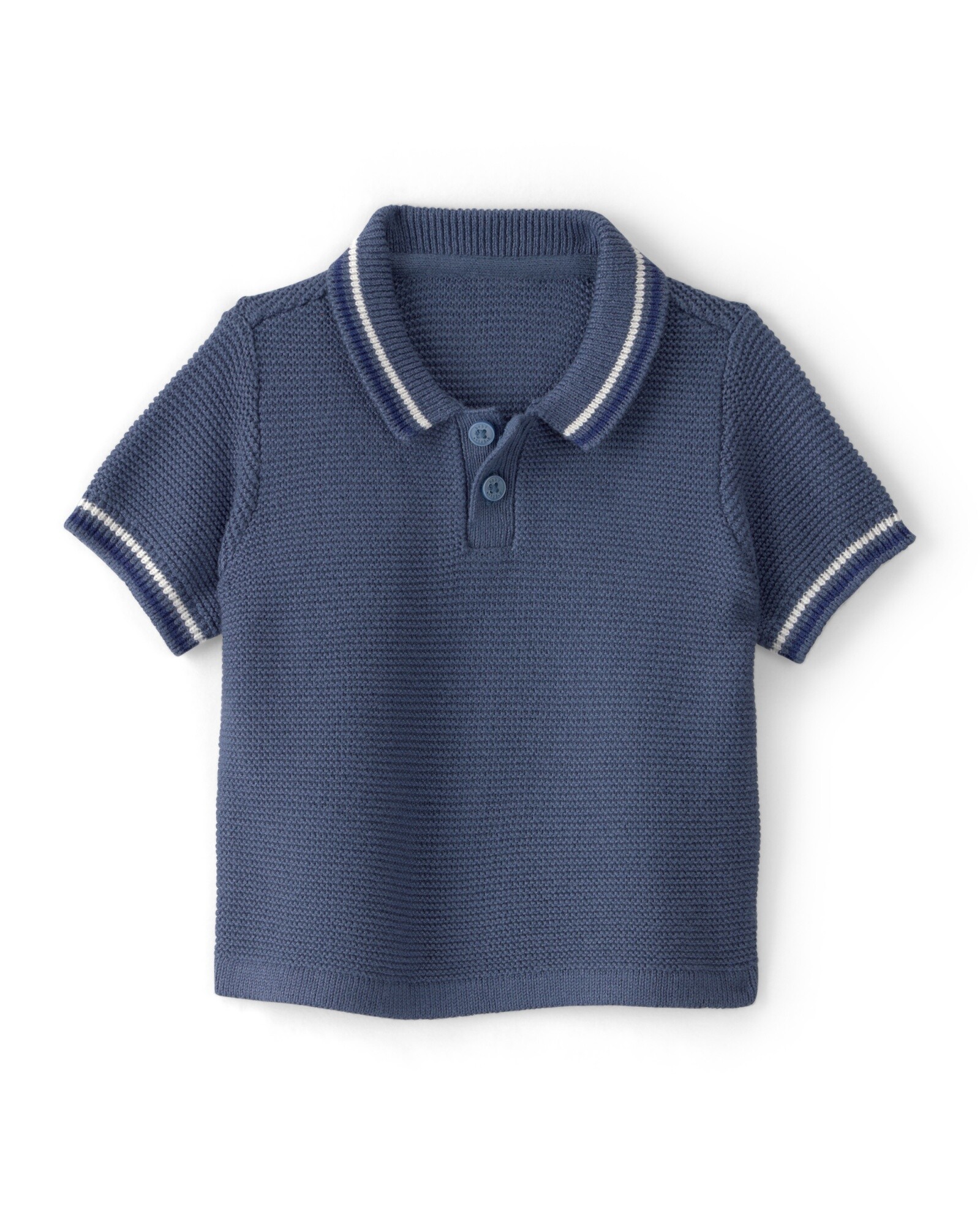 Remera polo de algodón, manga corta, azul marino Sin color