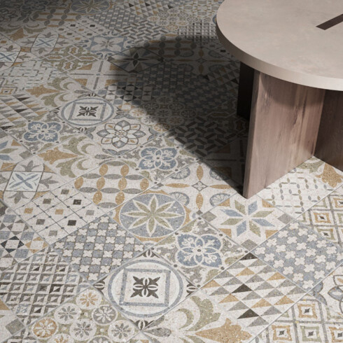 Porcelanato Patchwork Rustico Mate 60X60Cm Piso GAMAS DE BEIGE