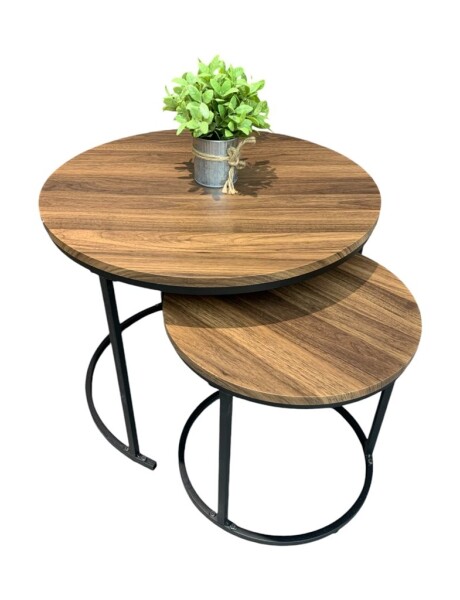 SET 2 MESAS RATONAS D40/D60CM MADERA/METAL SET 2 MESAS RATONAS D40/D60CM MADERA/METAL