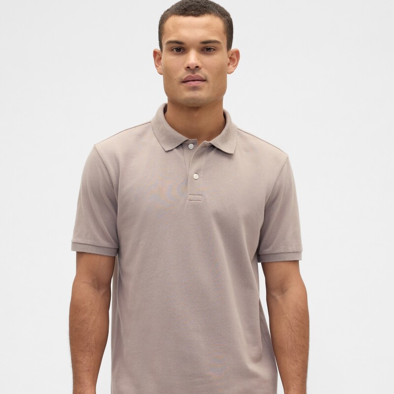 V-STRETCH PIQUE POLO - SOLID MEDIUM COOL BROWN