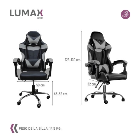 Silla Gamer Lumax Modelo ROM Negro/Gris