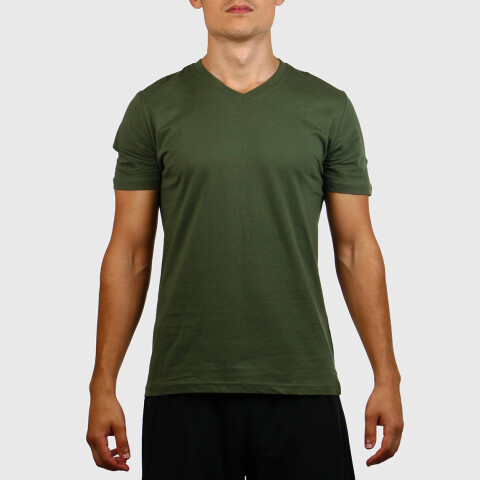 Diadora Hombre T-Shirt Deportivo Escote en V Neck Verde Militar