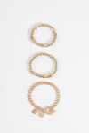 Set de 3 pulseras de cuentas dorado