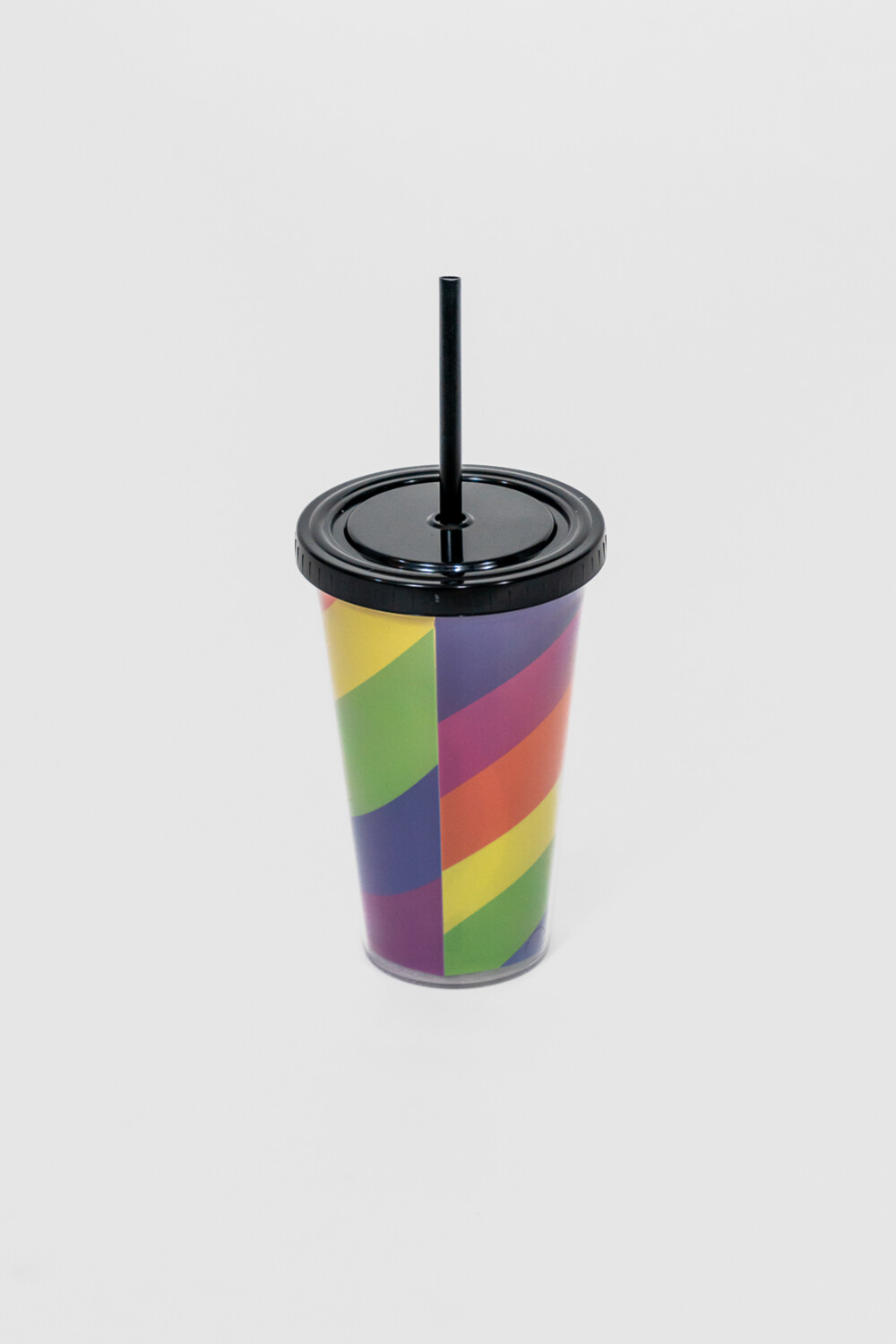 Vaso Con Tapa + Sorbito Arcoiris Estampado 1