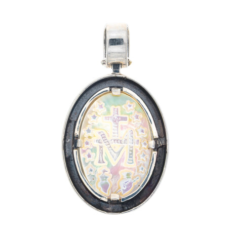 Medalla religiosa de plata 925, double en oro 18 ktes y nácar, MILAGROSA. Medalla religiosa de plata 925, double en oro 18 ktes y nácar, MILAGROSA.