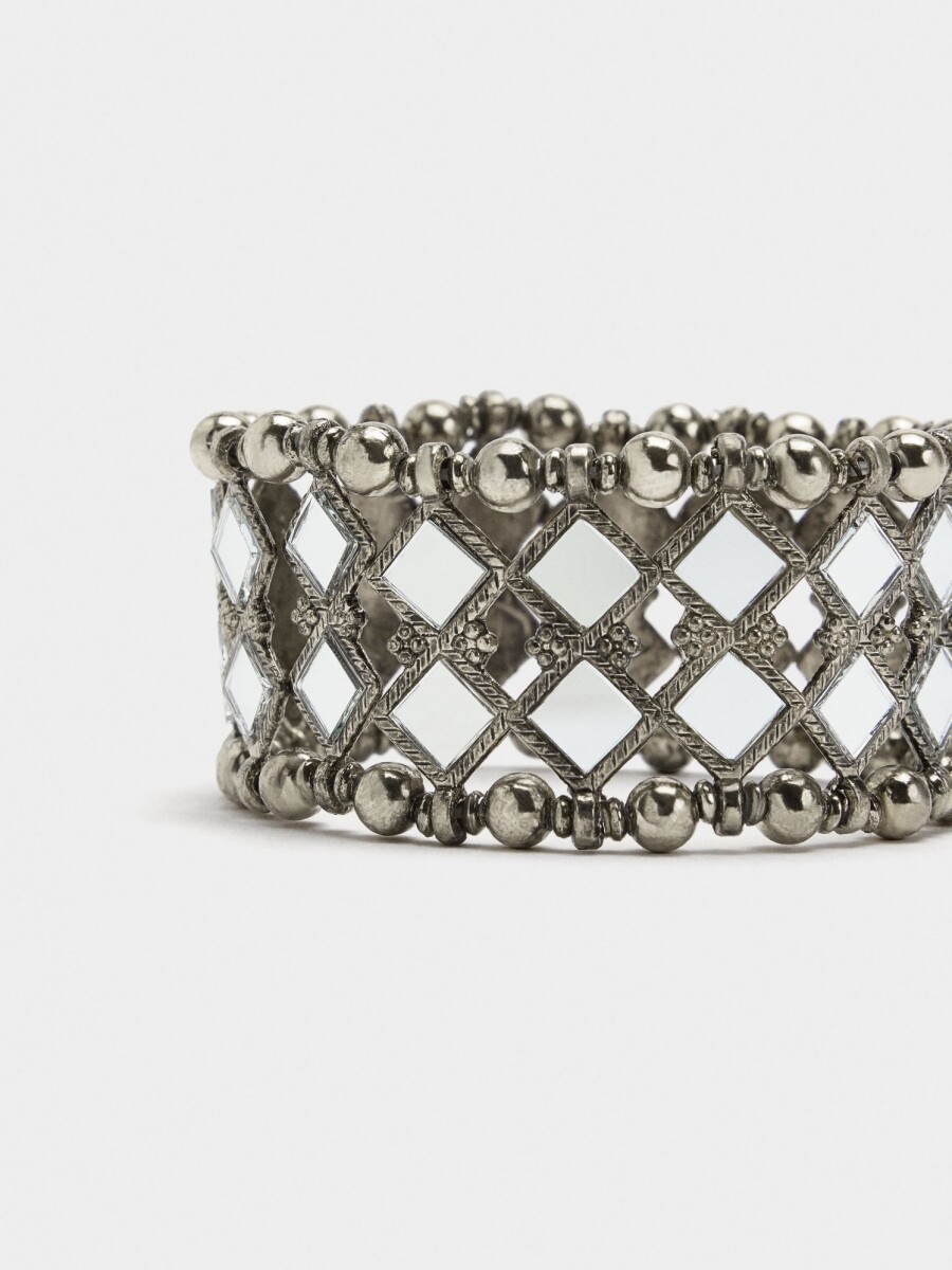 Pulsera Elástica De Rombos Espejo plateado