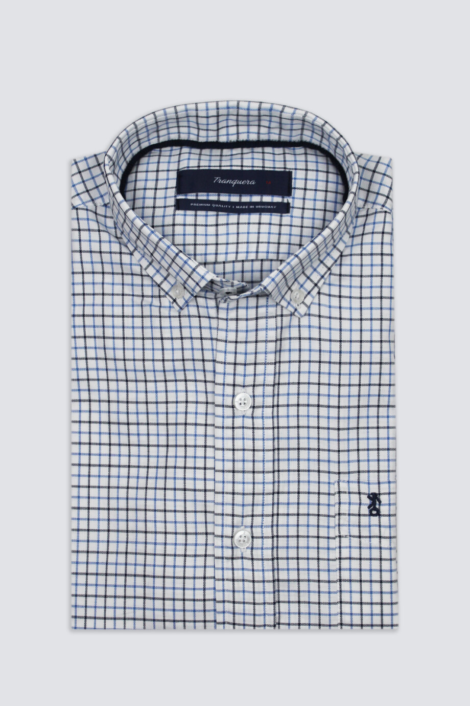 Camisa de Hombre Premium a Cuadros Cuadros Azul y Celeste