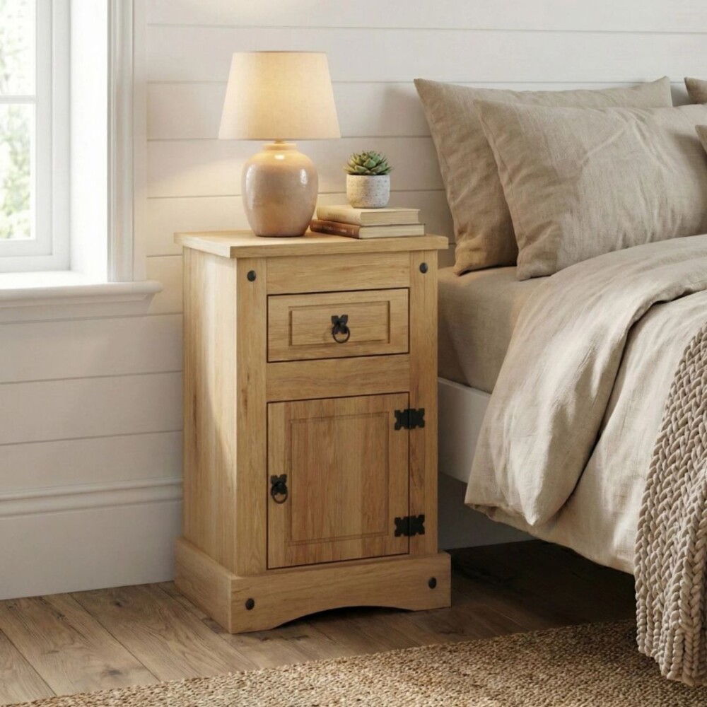 Mesa de luz 1 Cajon 1 puerta - Linea Mexicana - Ecommerce Natural