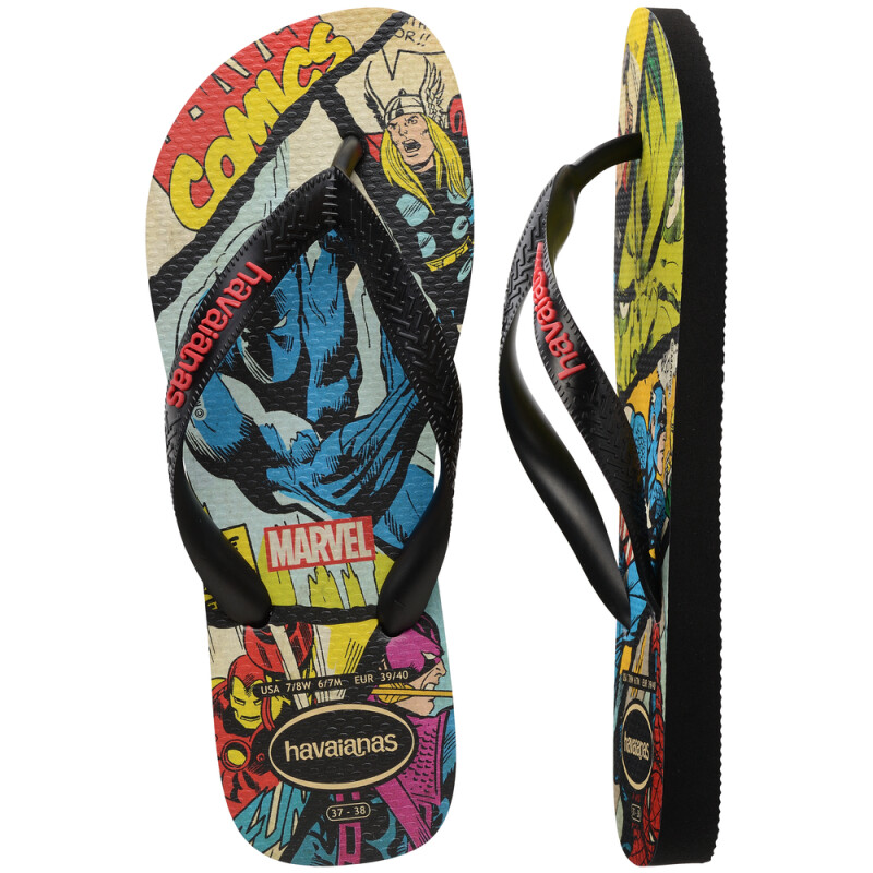 Sandalias Havaianas Top Marvel Classics Hombre Negro/negro/rojo
