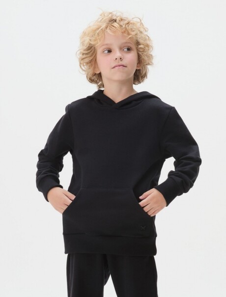 BUZO BÁSICO INFANTIL CON CAPUCHA NEGRO