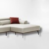 Sofá con chaise DUNA CUERO BEIGE - DERECHO
