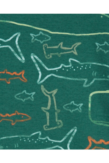 Pijama cuatro piezas de algodón, dos pantalones y dos remeras manga corta diseño ballenas Sin color