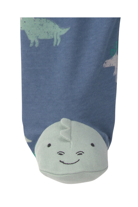 Pijama una pieza de algodón, con pie, azul marino, diseño dinos Pijama una pieza de algodón, con pie, azul marino, diseño dinos