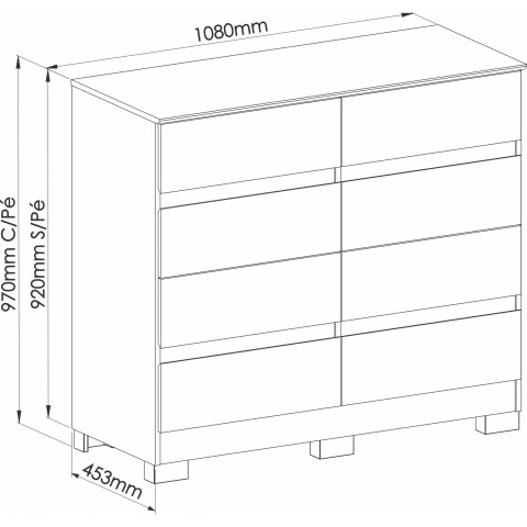 CASTRO- COMODA LARA 8 CAJONES BLANCA 5081A CASTRO- COMODA LARA 8 CAJONES BLANCA 5081A