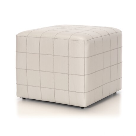 Puff Cubo - Cuero Básico Off White - (Preventa)