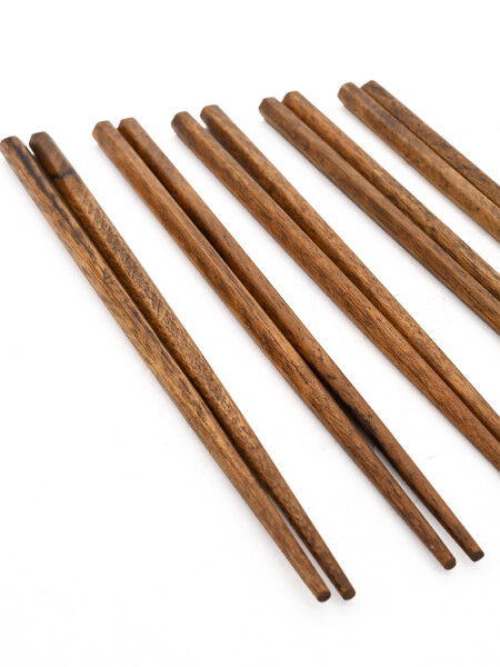 PALOS CHINOS MADERA 5 PARES MARRON (V)