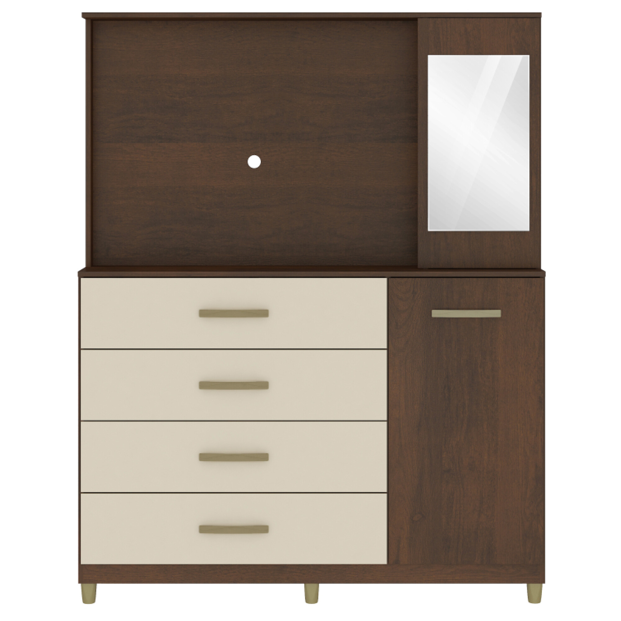 Comoda Rack Comoda Cajonera Rack TV de 4 cajones 1 puerta 1 Botiquín con Espejo y ...