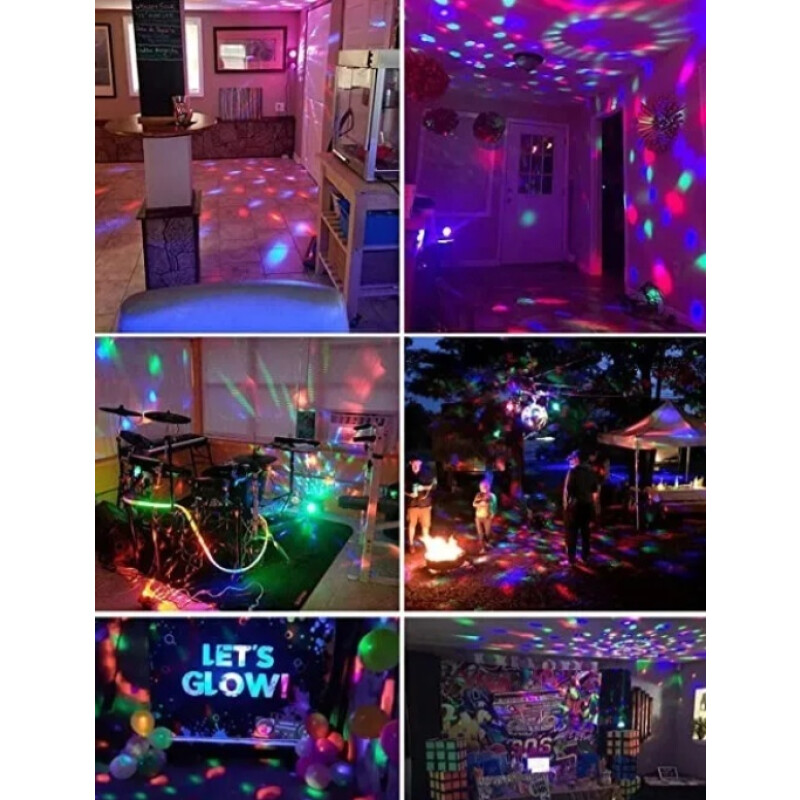 Lampara Disco Colores Rotación + Control Luces Fiesta Pro Negro