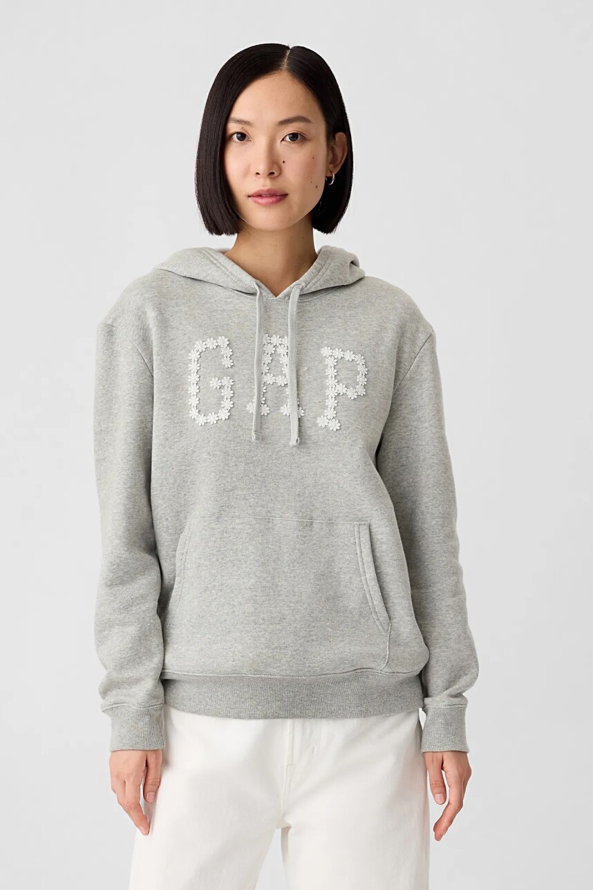 Canguro Logo Gap Con Felpa Mujer Heather Grey Floral