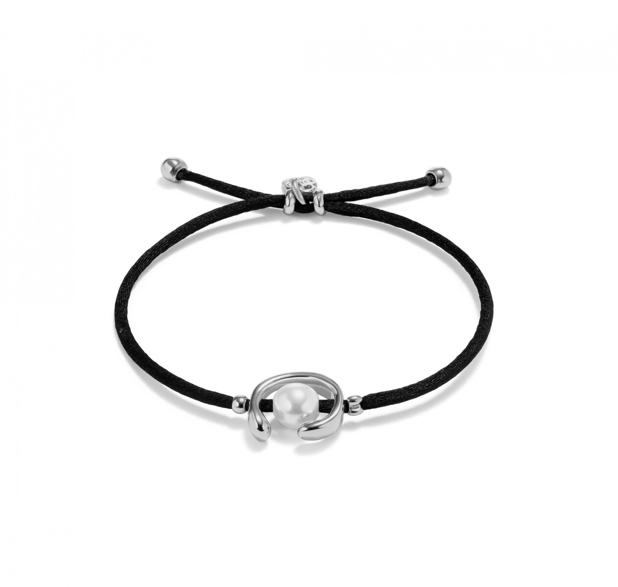 PULSERA DE HILO NEGRO CON PERLA SHELL FORNITURA BAÑADA EN PLATA DE LEY. - Pulsera 