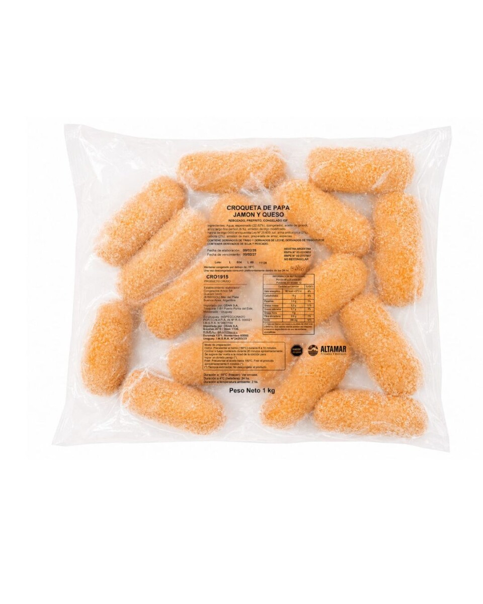 CROQUETA PAPA, JAMÓN Y QUESO 1KG 