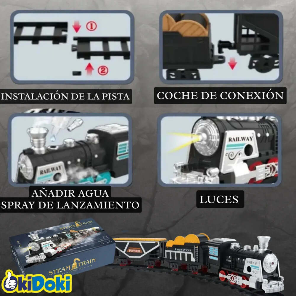 Pista de tren con vapor real y luces!!!. Recargable Pista de tren con vapor real y luces!!!. Recargable
