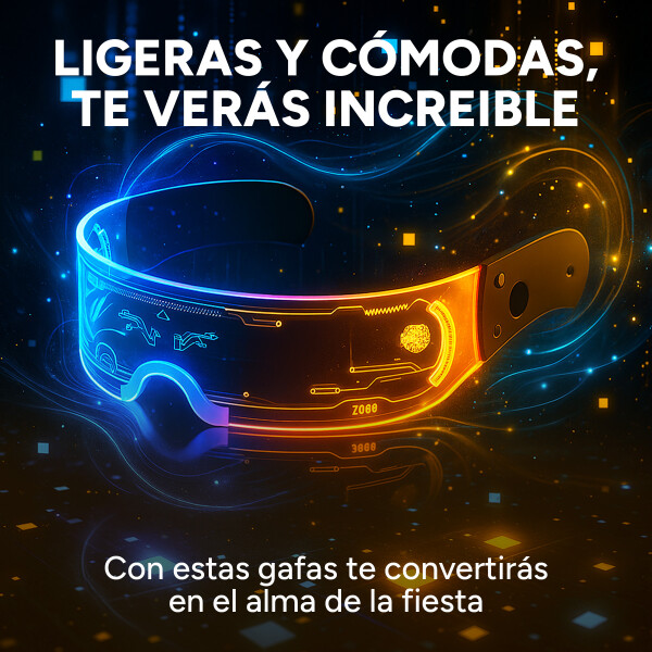 Gafas Lentes LED RGB Luces Colores Fiestas Cotillon Eventos Variante Transparente