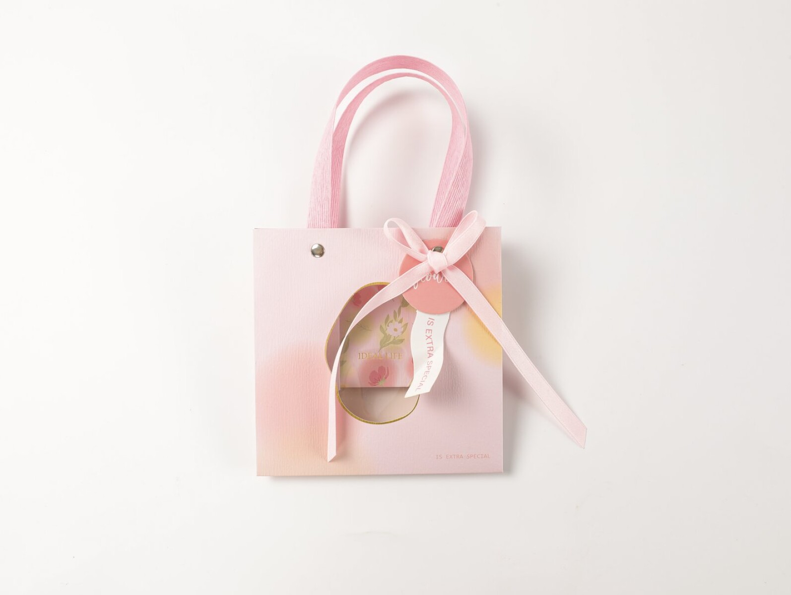 BOLSA DE REGALO CUADRADA FLORES ELEGANTES - S 