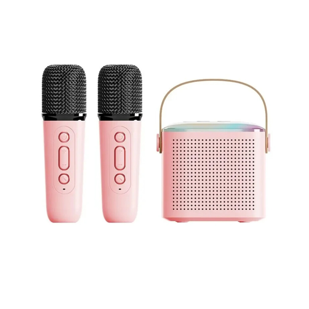 Mini Parlante Inalambrico Con 2 Microfonos Rosa