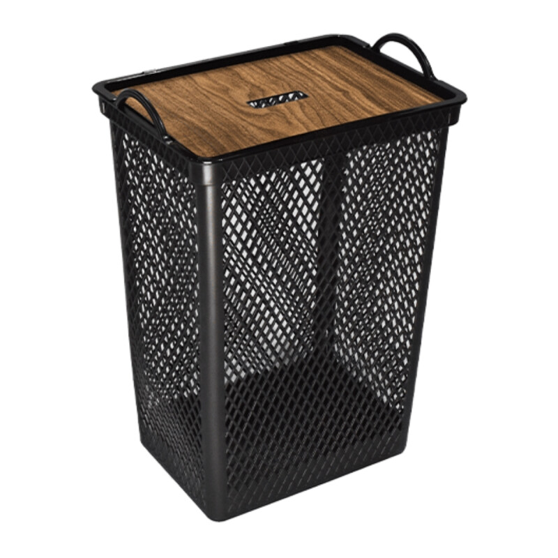 Cesto de ropa con tapa simil madera 49 Lts NEGRO