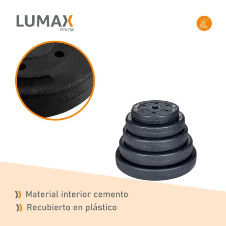 Kit fitness barra recta + 30 kgs 2x5Kg 6x2.5Kg 4x1.25Kg