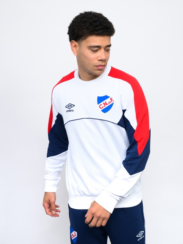 BUZO CREW Nacional Hombre Blanco, Azul Marino, Rojo