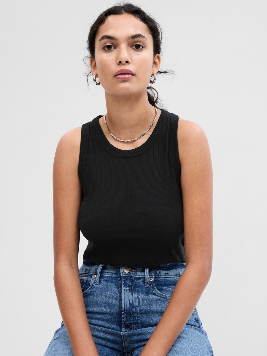 Musculosa Cuello Alto Mujer - True Black V2 