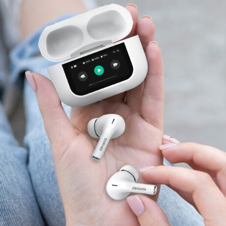 Auriculares Bluetooth con Estuche y Pantalla Aiwa AWTWSGPRO White