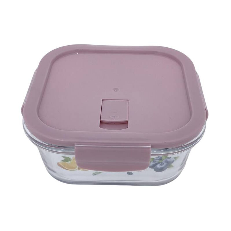 Recipiente Hermético de Vidrio con Tapa Plástica 800 ml Rosado