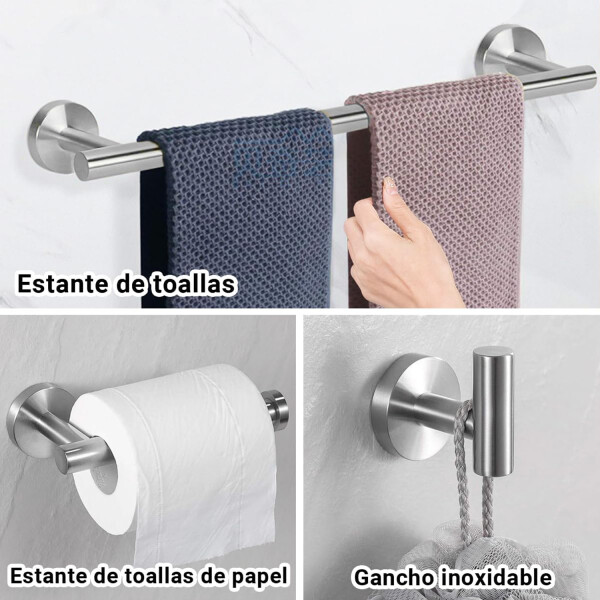 Set De Accesorios Para Baño Juego 9 Piezas Acero Inoxidable IMBACK Color Plateado Set De Accesorios Para Baño Juego 9 Piezas Acero Inoxidable IMBACK Color Plateado