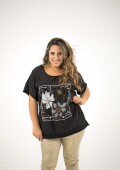 Blusa de algodón y lino Negra